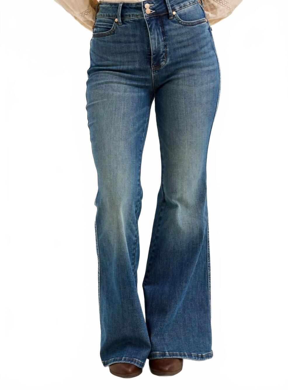 NEW JUDY BLUE jaqueline high waist flare jeans in medium wash
